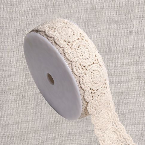 Galon crochet macramé 65 mm Ecru x1m
