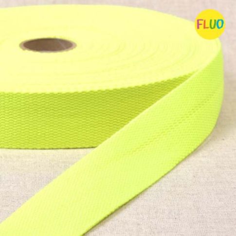 Sangle Polyester aspect Coton 30 mm Jaune fluo