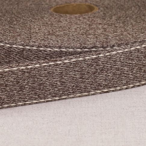 Sangle chinée point sellier 30 mm Marron x1m