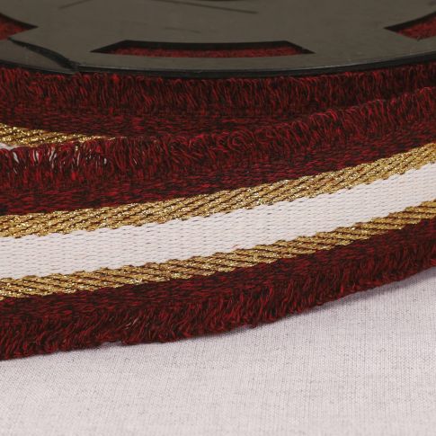 Sangle frangette Lurex 50 mm Bordeaux x1m