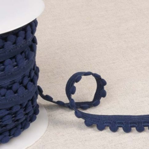 Elastique pompons 13 mm Bleu Marine