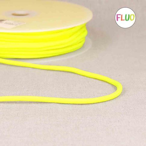 Cordon tressé rond  4,5 mn Jaune fluo x 1 m