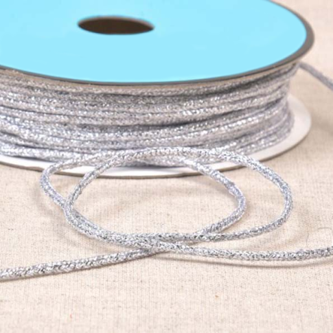 Cordon chiné lurex 2 mm Blanc et argent