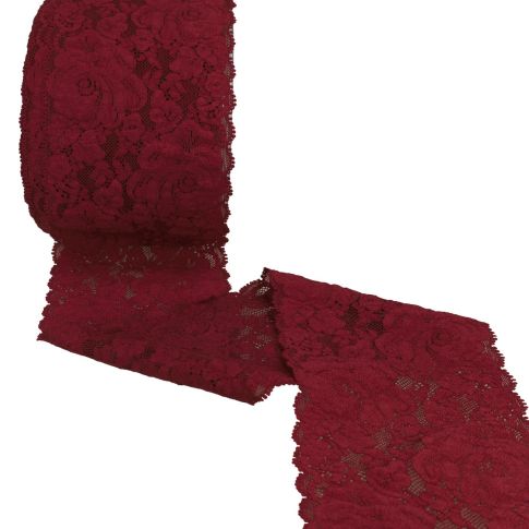 Dentelle élastique roses Bordeaux - 100 mm