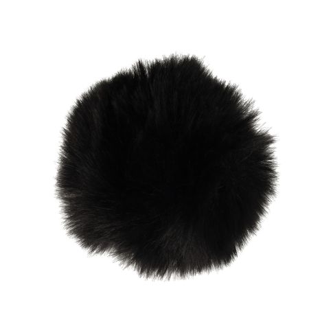 Pompon imitation fourrure 10 cm Noir x1