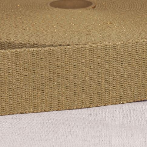 Sangle Polyester Lurex aspect Coton 40 mm Beige x1m
