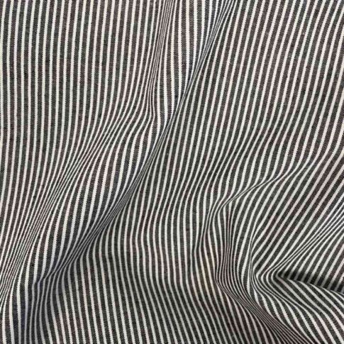 Tissu Polycoton Rayures Blanches tissées sur fond Noir