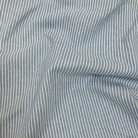 Tissu Polycoton Rayures Blanches tissées sur fond Bleu