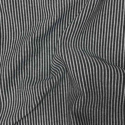 Tissu Polycoton Rayures Blanches tissées sur fond Gris anthracite