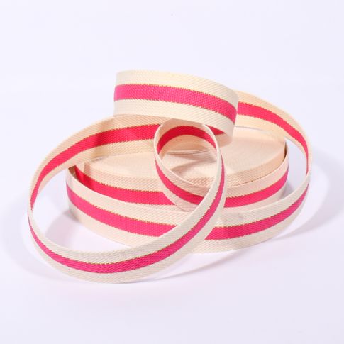 Sangle Coton 30 mm Bicolore Lurex Fuchsia x1m