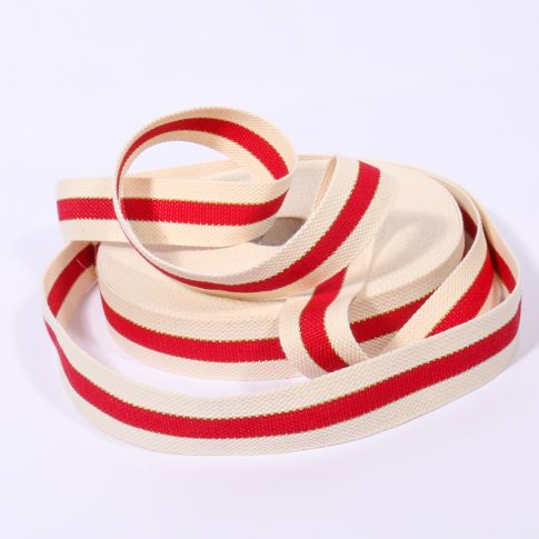 Sangle Coton 30 mm Bicolore Lurex Rouge x1m