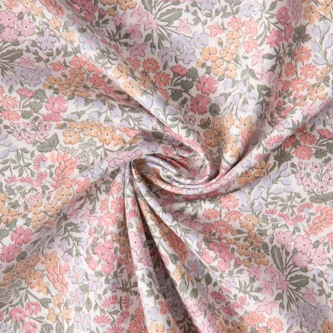Tissu Liberty of London Library Edit II Rose pastel sur fond Blanc