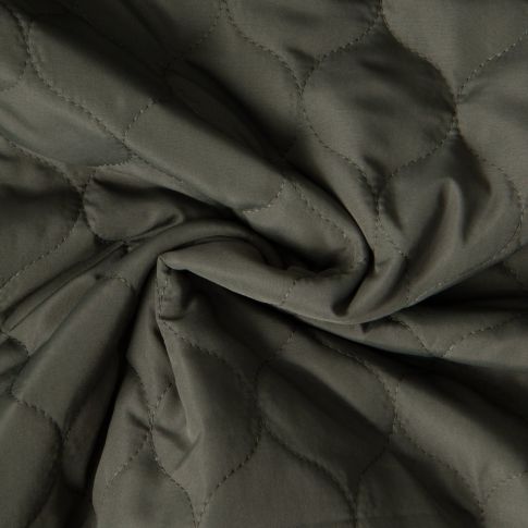 Tissu Doudoune matelassé Garance   sur fond Vert kaki foncé
