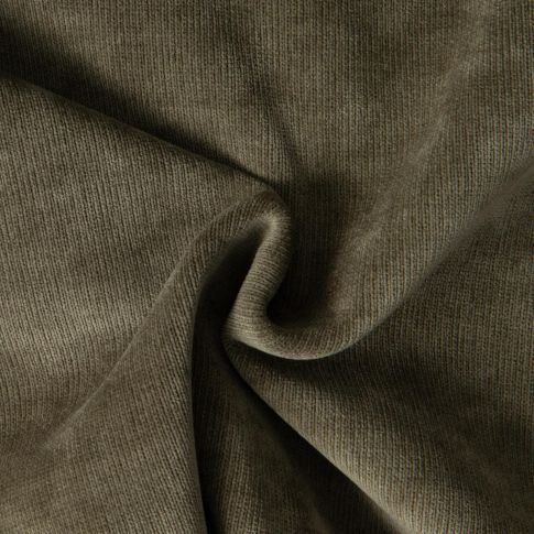 Tissu Maille Velours double face Cerys   sur fond Vert kaki