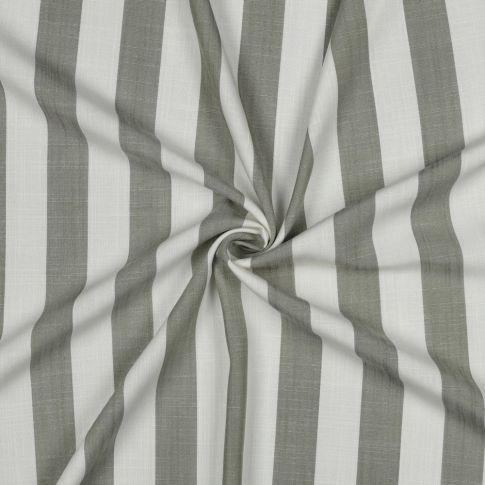 Tissu Viscose fil teint Suzanne grandes rayures Vert sur fond Blanc cassé