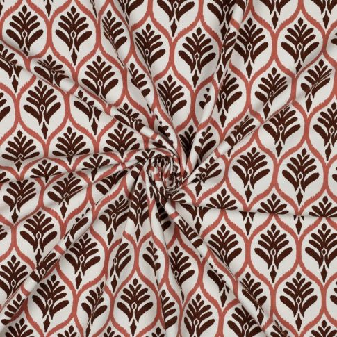 Tissu Jersey Coton imprimé Alvé fleuris sur fond Blanc