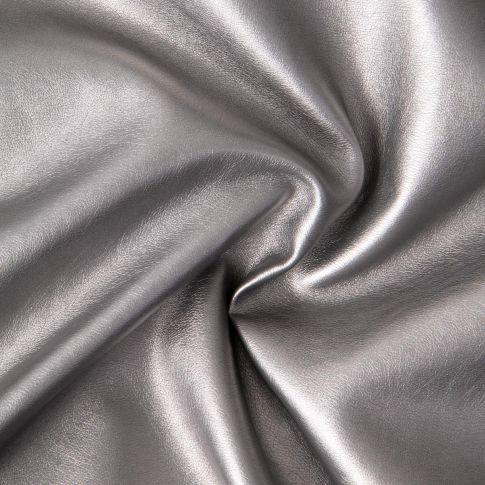 Tissu Simili cuir d'habillement métallisé souple uni Argent