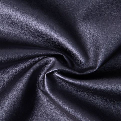 Tissu Simili cuir d'habillement métallisé souple uni Bleu marine