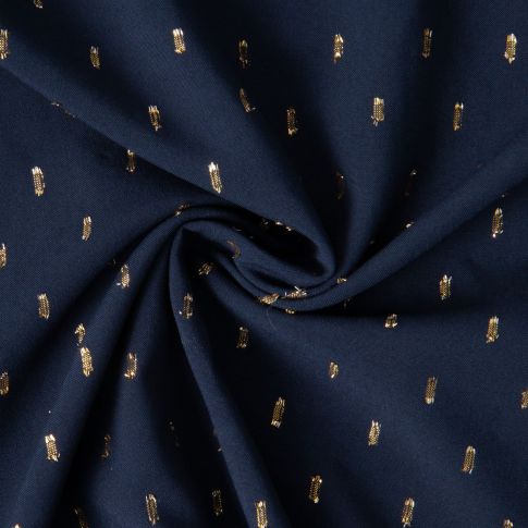 Tissu Viscose Pointilurex sur fond Bleu marine