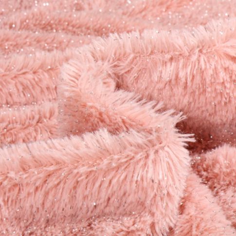 Tissu Fausse fourrure Pailleté sur fond Rose