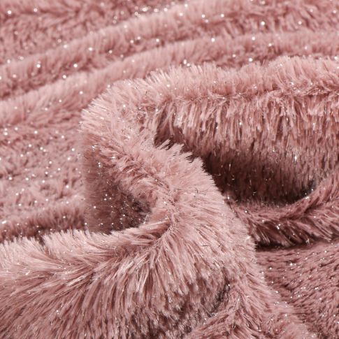 Tissu Fausse fourrure Pailleté Rose poudré