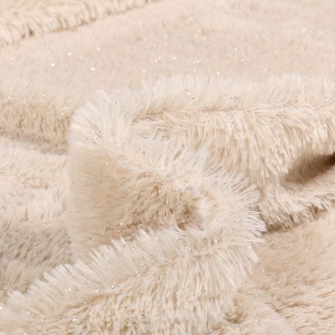 Tissu Fausse fourrure Pailleté Ecru