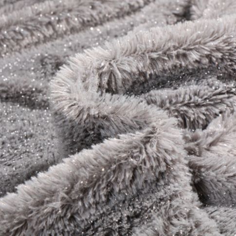 Tissu Fausse fourrure Pailleté sur fond Gris