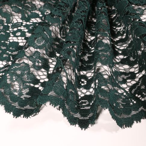 Tissu Dentelle Lessana sur fond Vert foncé