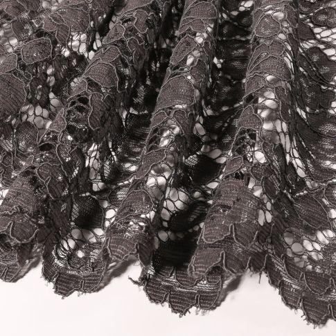 Tissu Dentelle Lessana sur fond Gris anthracite