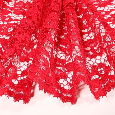 Tissu Dentelle Lessana sur fond Rouge