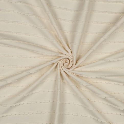 Tissu Jersey Coton à volants uni Ecru