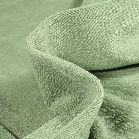 Tissu Jersey Velours Eponge Lilly sur fond Vert amande