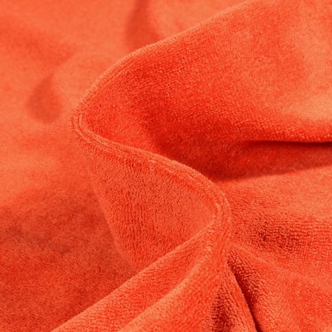 Tissu Jersey Velours Eponge Lilly sur fond Orange