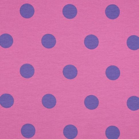 Tissu Jersey Coton Pois 32 mm sur fond Rose fuchsia