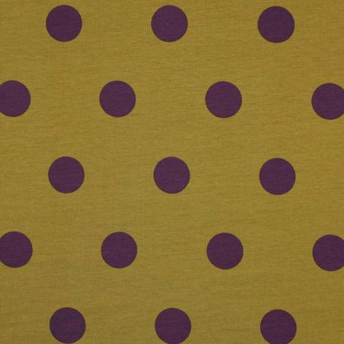 Tissu Jersey Coton Pois 32 mm sur fond Vert