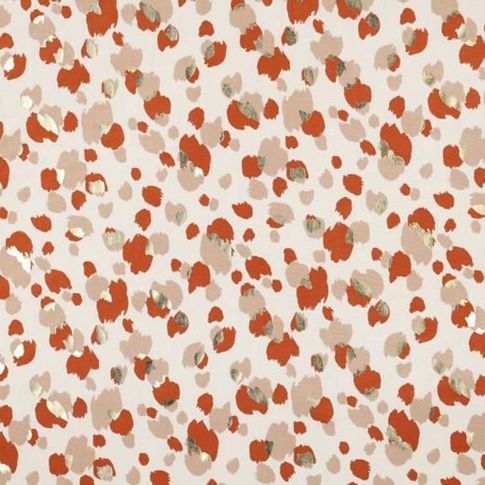 Tissu Viscose Pois destructurés dorés sur fond Blanc