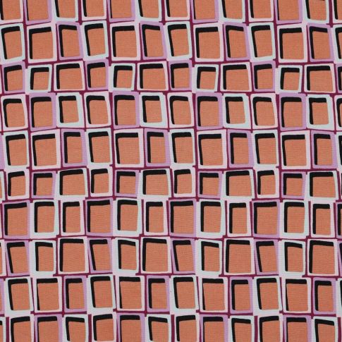 Tissu Viscose Lia carreaux saumon sur fond Violine