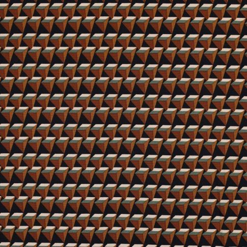Tissu Popeline de Viscose extensible Triangles 3D sur fond Noir