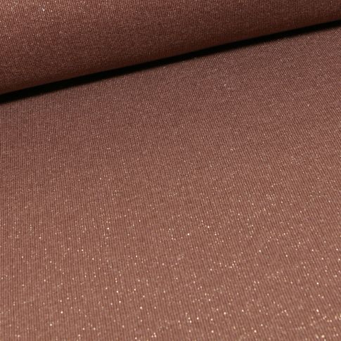 Tissu Sweat Paillettes argentées Marron chocolat