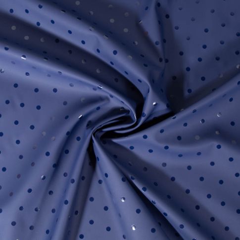 Tissu Imperméable à pois Bleu marine
