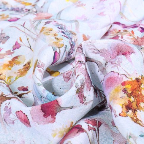 Tissu Viscose Aqua Forest sur fond Bleu ciel