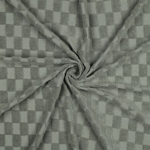 Tissu Jersey carreaux éponge uni Vert kaki