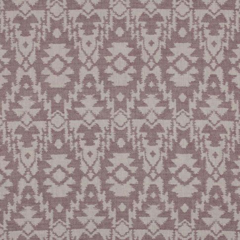 Tissu Jacquard Double gaze Ethnique lilas sur fond Ecru