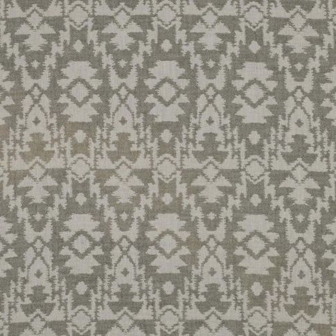 Tissu Jacquard Double gaze Ethnique vert sur fond Ecru