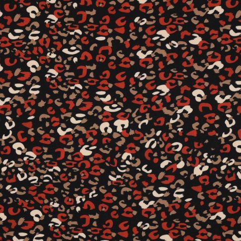 Tissu Polyester Stretch imprimé motif léopard sur fond Noir