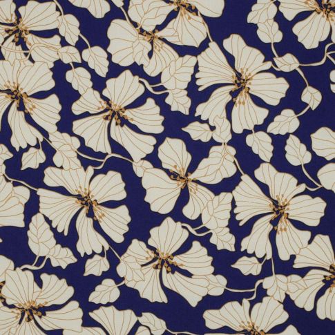 Tissu Viscose Floral sur fond Violet