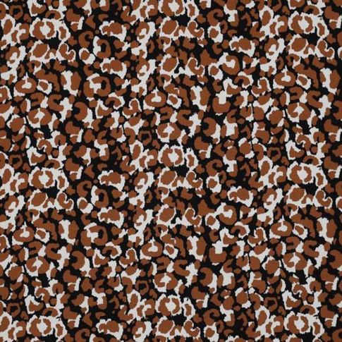 Tissu Viscose légère léopard marron et blanc sur fond Noir