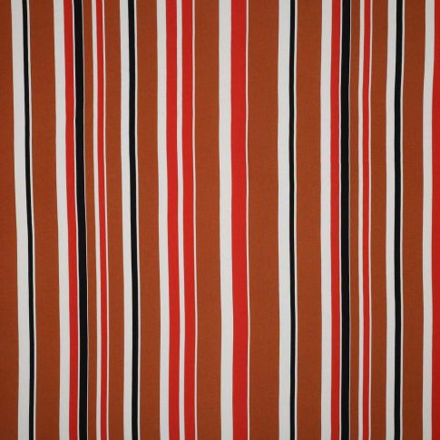 Tissu Viscose légère Rayé blanc et noir sur fond Rouille