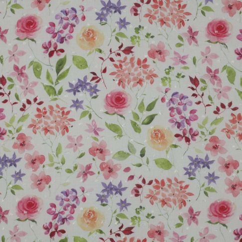 Tissu Plumetis de Viscose Floral Lua sur fond Blanc