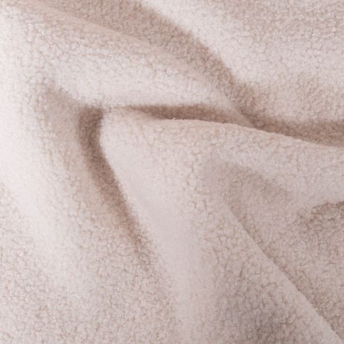 Tissu Bouclette Teddy envers Polaire uni Ecru